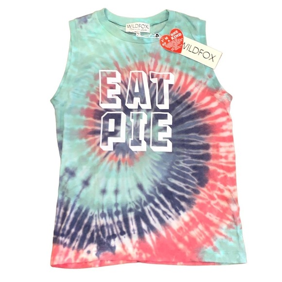 Wildfox Eat Pie Tie Dye Tank Top Muscle T-Shirt Graphic Multicolor NWT XS - Picture 3 of 10